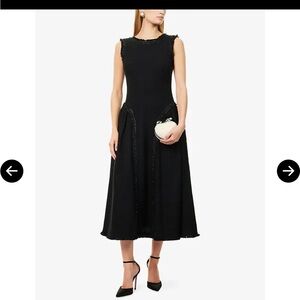 Ralph Lauren Black Midi Dress with Studded Detail